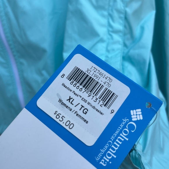 Columbia / Meadow Peak Hooded Blue Rain Jacket Windbreaker / Women's / XL / NWT - Picture 5 of 13